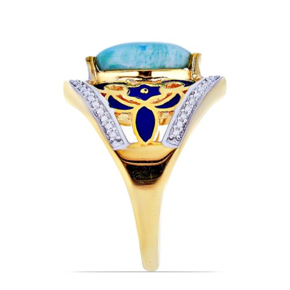 BUY 925 SILVER NATURAL TURQUOISE  GEMSTONE ENAMEL RING 