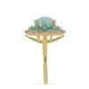 BUY NATURAL LARIMAR WITH WHITE ZIRCON GEMSTONE ENAMEL RING  

