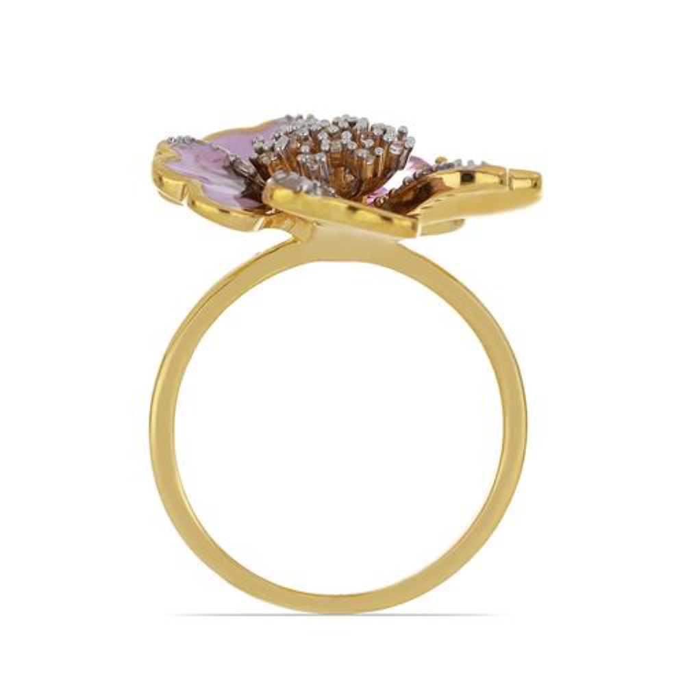 BUY 925 SILVER NATURAL PINK TOPAZ WITH WHITE ZIRCON GEMSTONE ENAMEL RING 