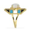 BUY NATURAL RAINBOW MOONSTONE GEMSTONE ENAMEL RING IN 925 SILVER