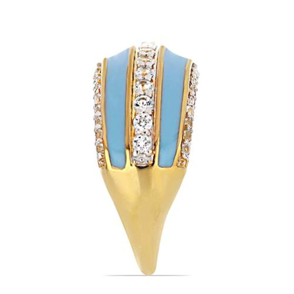 BUY 925 SILVER NATURAL SKY BLUE TOPAZ GEMSTONE ENAMEL  RING 