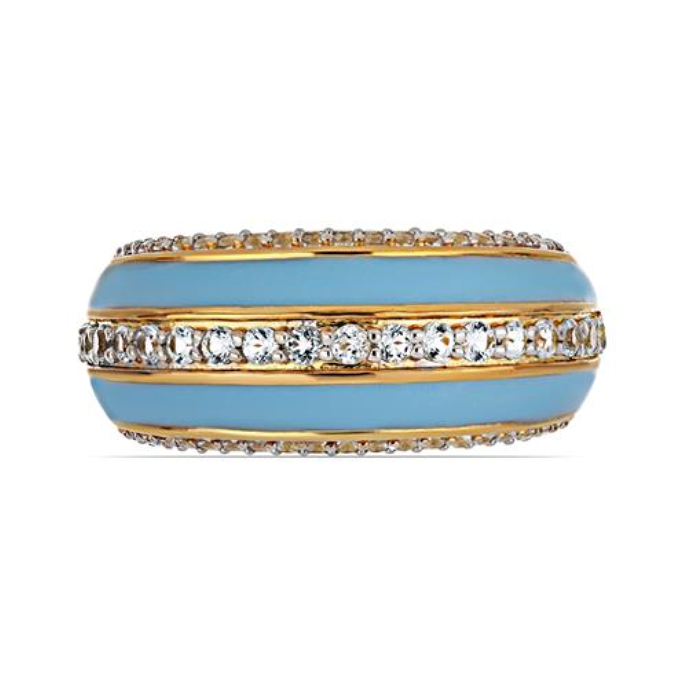 BUY 925 SILVER NATURAL SKY BLUE TOPAZ GEMSTONE ENAMEL  RING 