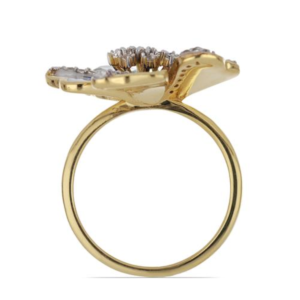 BUY NATURAL SKY BLUE TOPAZ WITH WHITE ZIRCON GEMSTONE ENAMEL RING IN 925 SILVER 