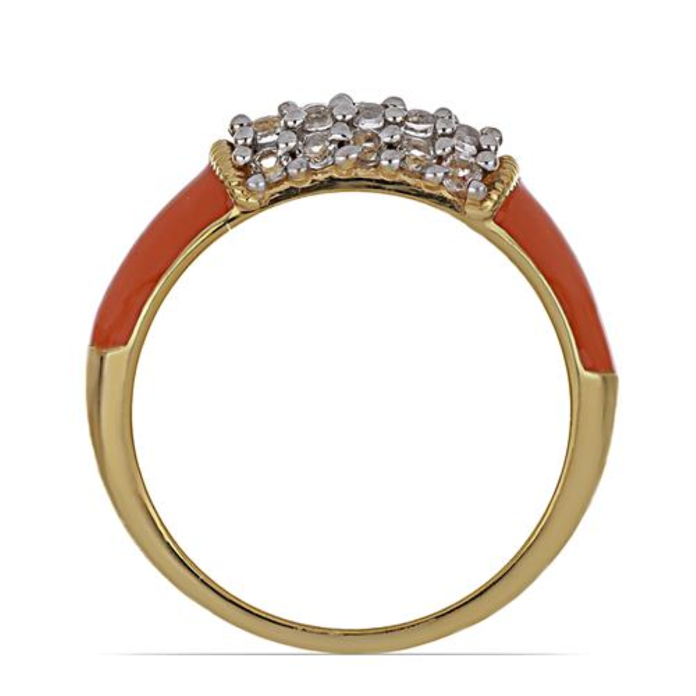 BUY AFRICAN WHITE TOPAZ GEMSTONE ENAMEL RING IN 925 SILVER 