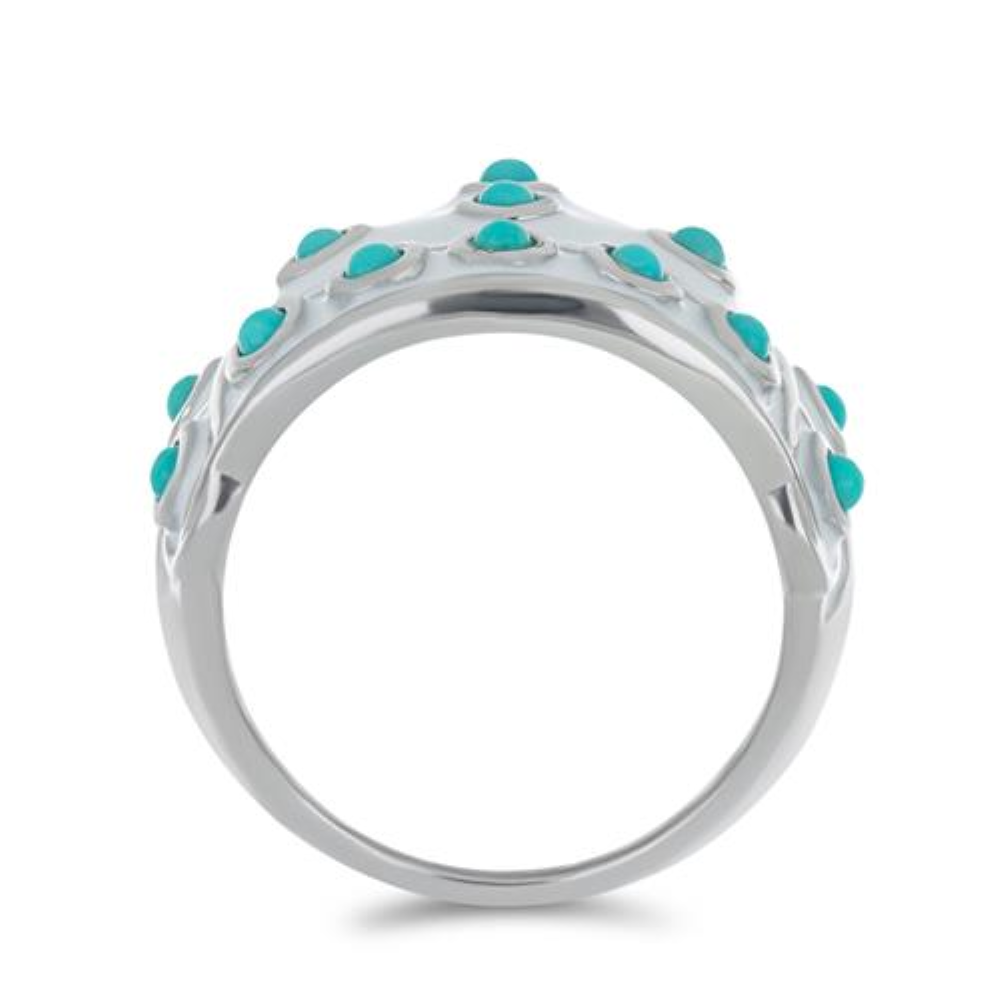 BUY 925 SILVER NATURAL BLUE TURQUOISE GEMSTONE ENAMEL RING 
