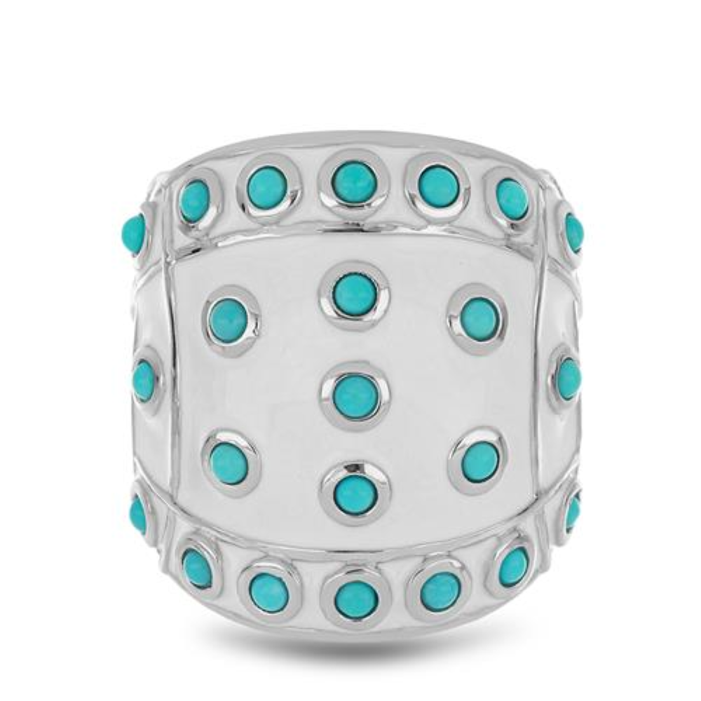 BUY 925 SILVER NATURAL BLUE TURQUOISE GEMSTONE ENAMEL RING 
