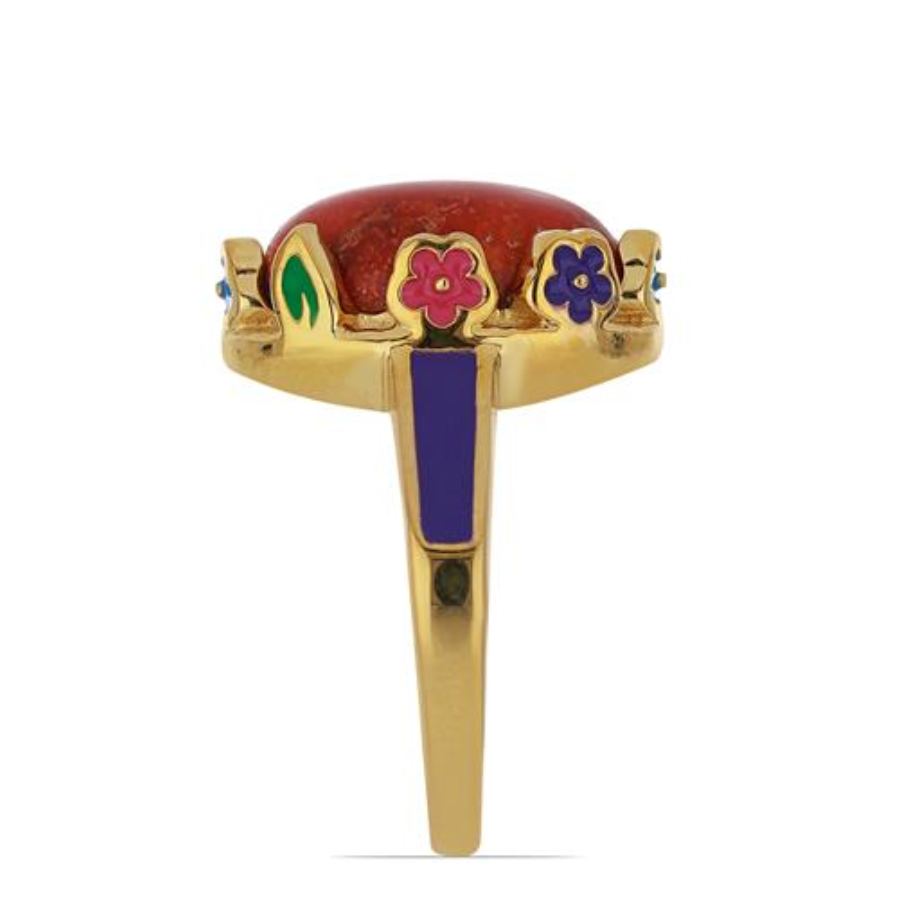 BUY 925 SILVER NATURAL RED JASPER GEMSTONE ENAMEL RING 