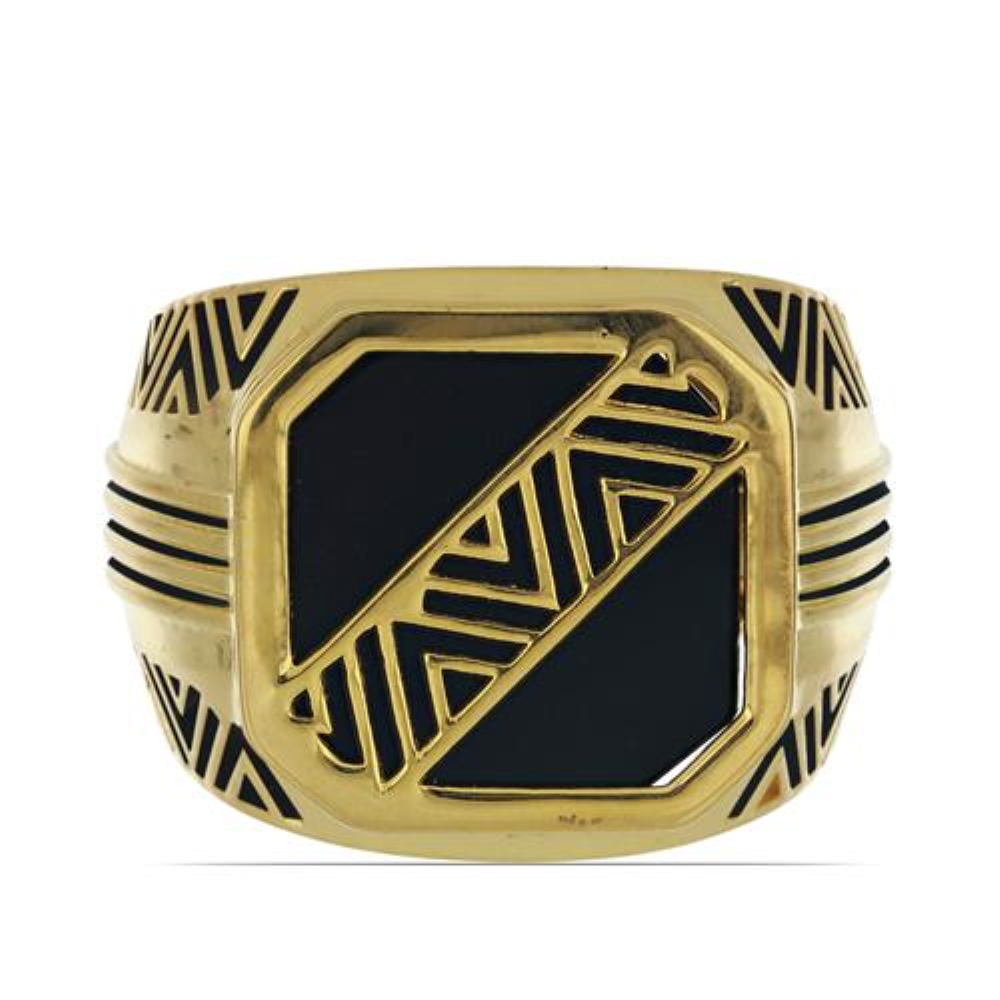 BUY 925 SILVER NATURAL BLACK ONYX GEMSTONE ENAMEL RING 