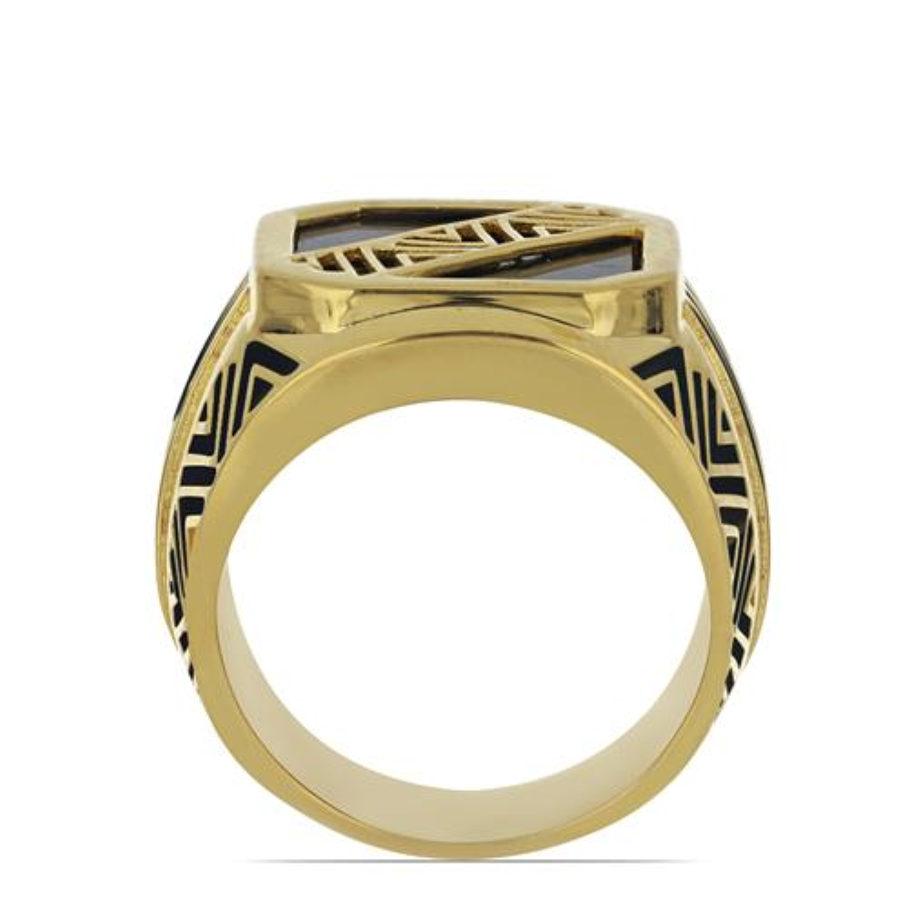 BUY 925 SILVER NATURAL BLACK ONYX GEMSTONE ENAMEL RING 