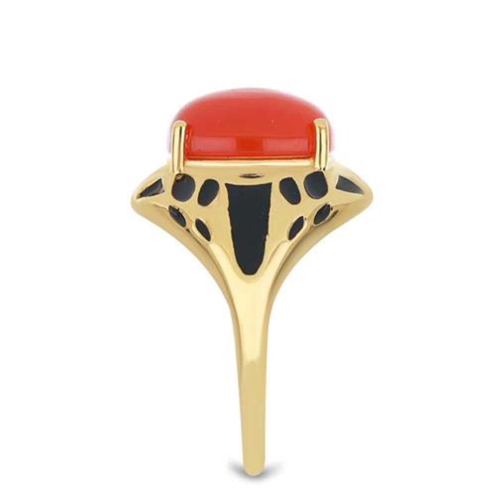 BUY 925 SILVER NATURAL CARNELIAN GEMSTONE ENAMEL RING 