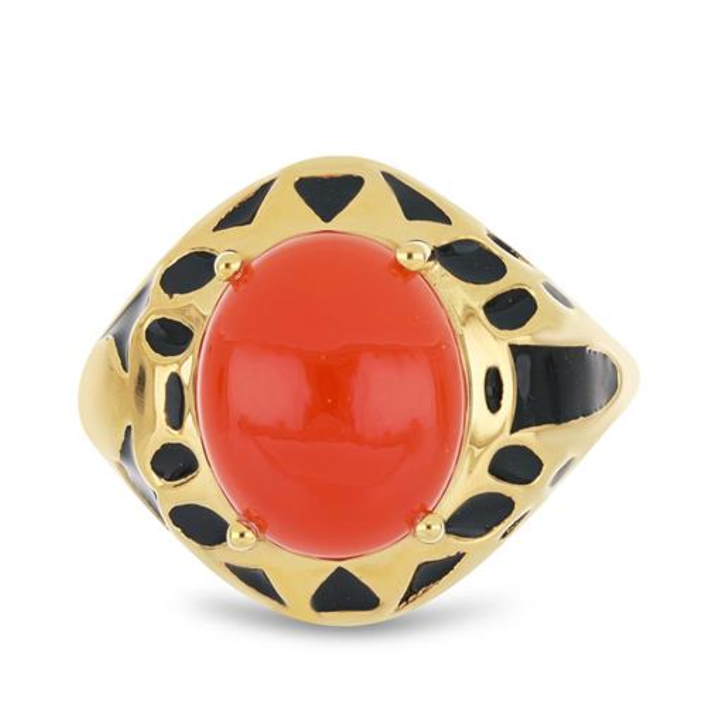 BUY 925 SILVER NATURAL CARNELIAN GEMSTONE ENAMEL RING 