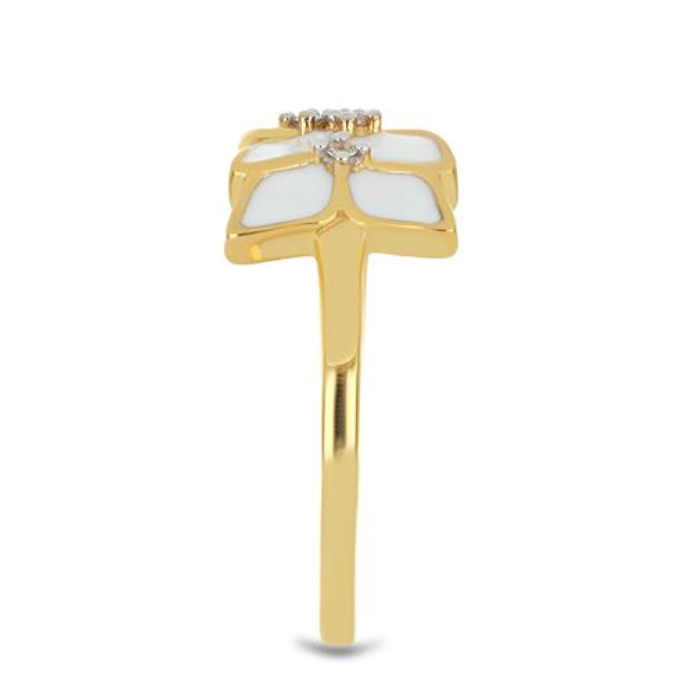 BUY AFRICAN WHITE TOPAZ GEMSTONE ENAMEL RING IN STERLING SILVER 
