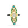 BUY 925 SILVER NATURAL BLUE TURQUOISE WITH WHITE FRESHWATER PEARL GEMSTONE ENAMEL RING