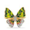 BUY STERLING SILVER AFRICAN WHITE TOPAZ GEMSTONE BUTTERFLY DESIGN ENAMEL RING