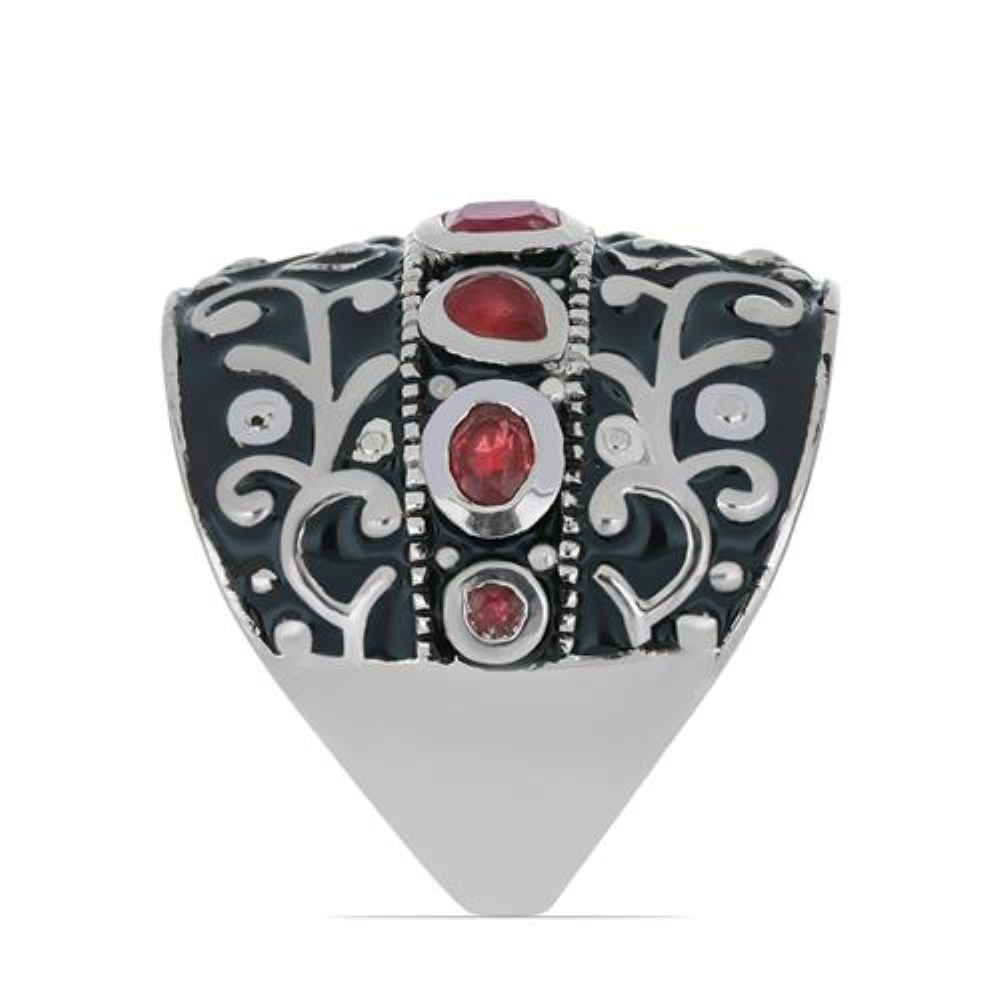 BUY 925 SILVER NATURAL INDIAN RUBY GEMSTONE ENAMEL RING 