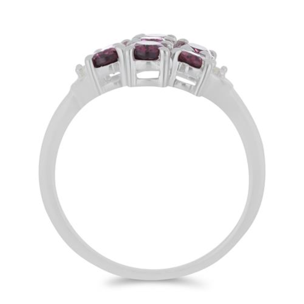 BUY STERLING SILVER NATURAL RHODOLITE GEMSTONE CLUSTER RING 