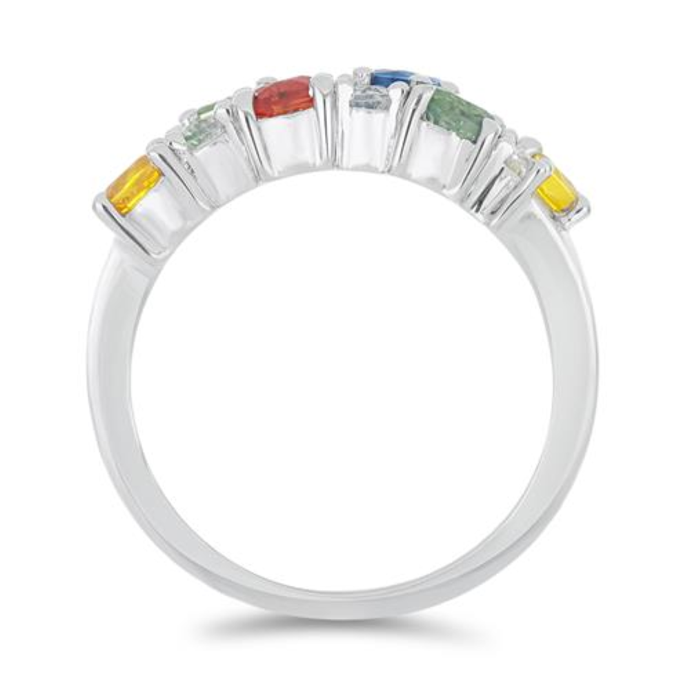 BUY MULTI SAPPHIRE GEMSTONE RING IN STERLING SILVER 