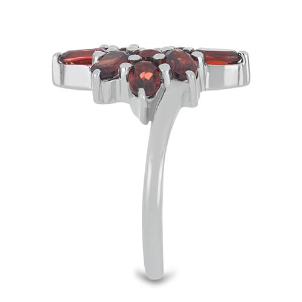 BUY 925 SILVER NATURAL GARNET GEMSTONE CLUSTER RING 