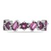 BUY 925 SILVER NATURAL RHODOLITE GEMSTONE CLUSTER RING 