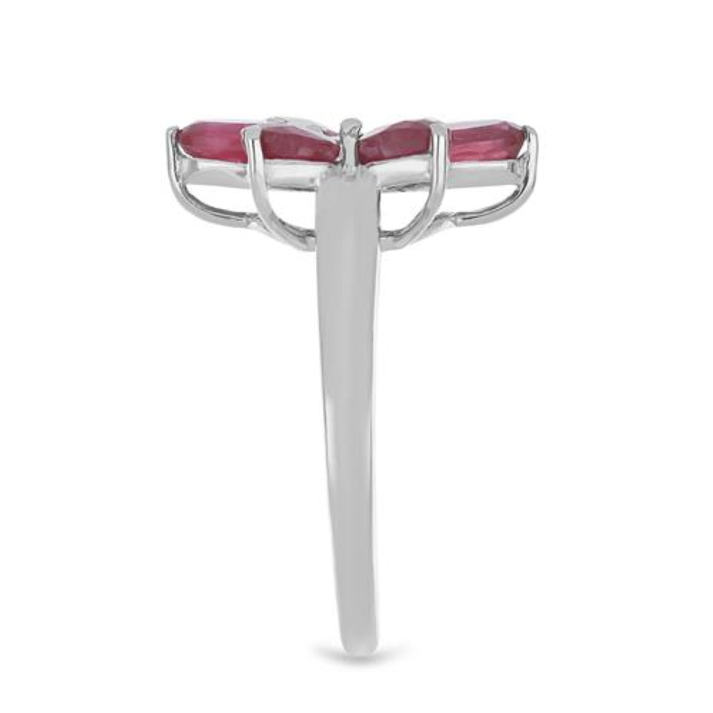 BUY 925 SILVER INDIAN RUBY GEMSTONE CLUSTER RING 