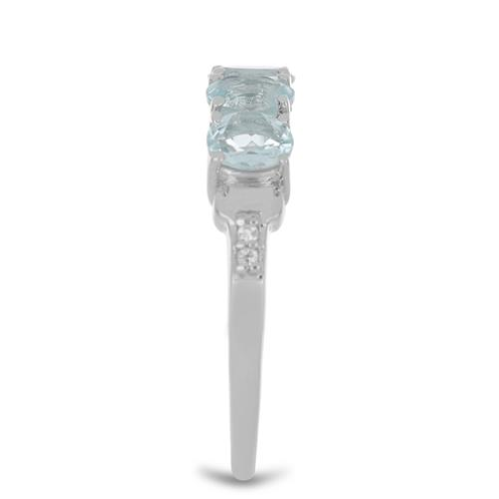BUY 925 SILVER AQUA MARINE GEMSTONE CLUSTER RING 