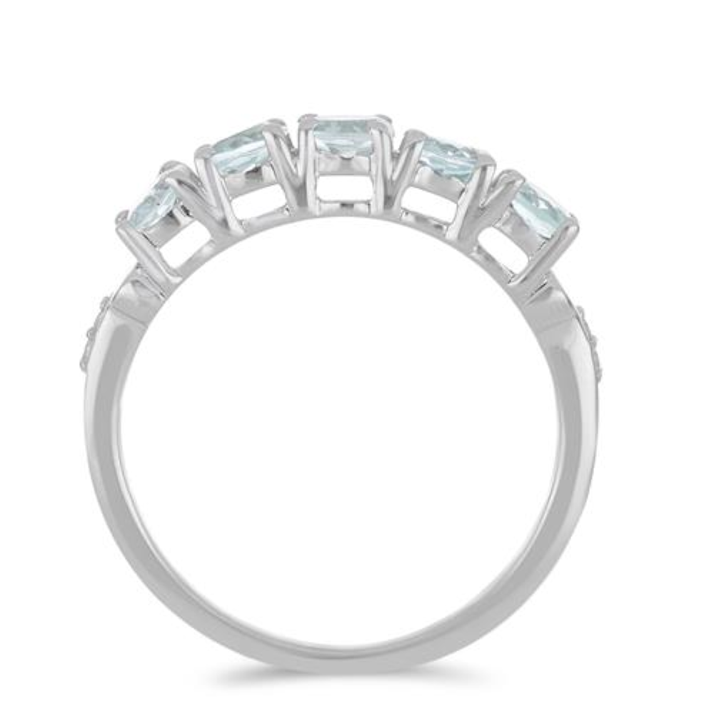 BUY 925 SILVER AQUA MARINE GEMSTONE CLUSTER RING 