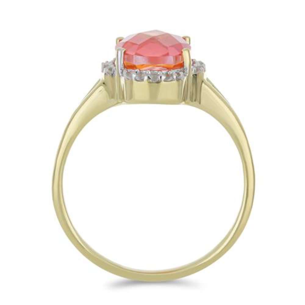 BUY UNIQUE PADPARADSCHA QUARTZ GEMSTONE BIG STONE RING IN 925 SILVER