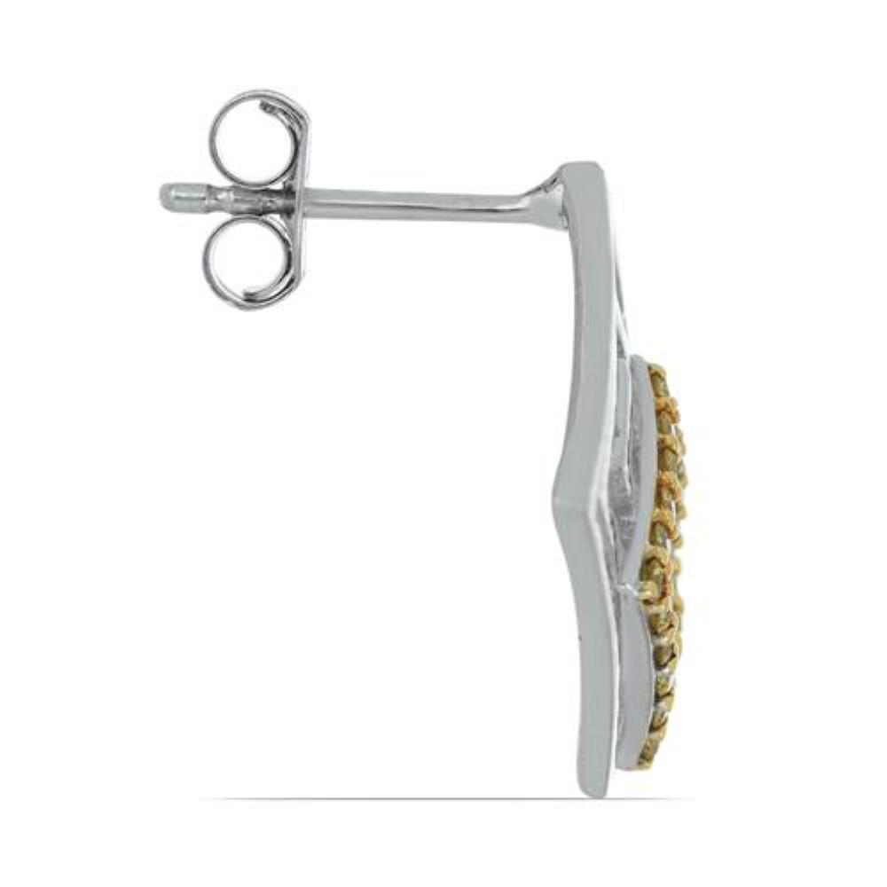 BUY STERLING SILVER REAL YELLOW DIAMOND GEMSTONE EARRINGS