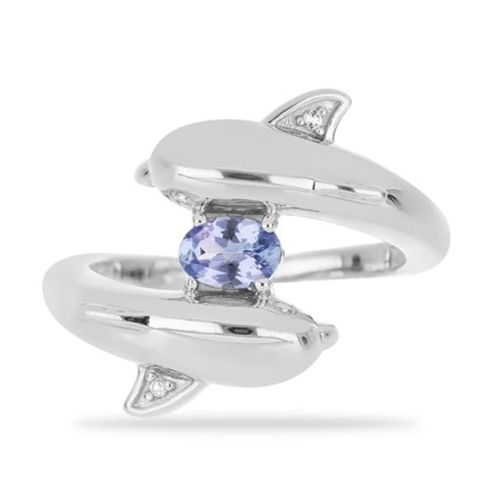 BUY NATURAL TANZANITE GEMSTONE RING IN STERLING SILVER