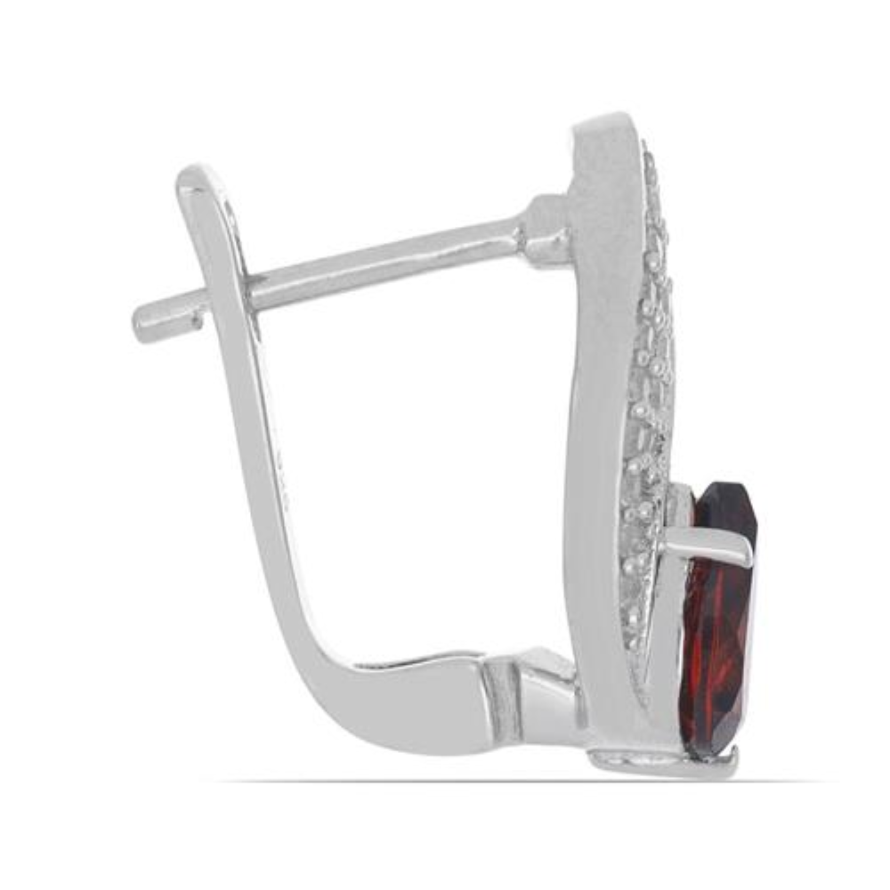 BUY NATURAL GARNET GEMSTONE EARRINGS IN 925 STERLING SILVER