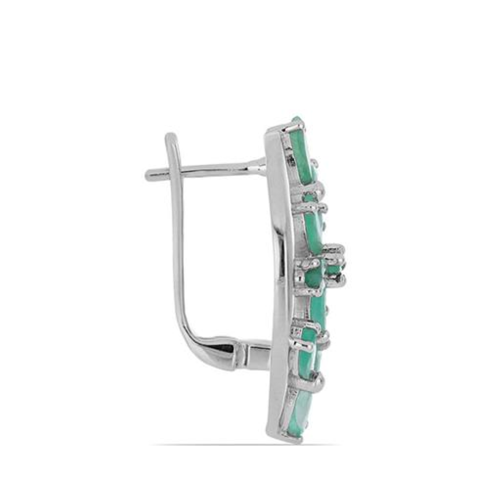 BUY 925 SILVER NATURAL EMERALD GEMSTONE EARRING 
