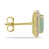 925 STERLING SILVER GOLD PLATED EARRINGS WITH NATURAL EMERALD & CUBIC ZIRCONIA GEMSTONES