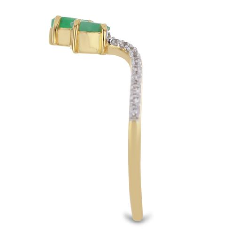 BUY NATURAL EMERALD GEMSTONE RING IN GOLD PLATED FINISH