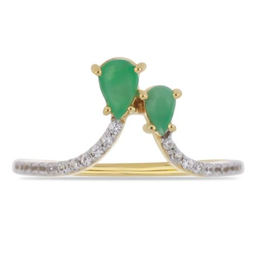 BUY NATURAL EMERALD GEMSTONE RING IN GOLD PLATED FINISH