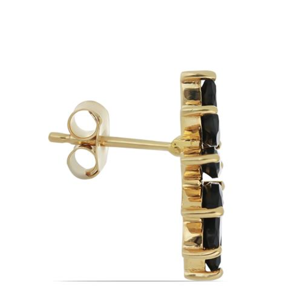BUY NATURAL BLACK SPINAL GEMSTONE EARRING IN GOLD PALTED