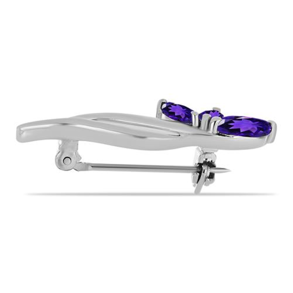 BUY 925 SILVER BROOCH WITH AFRICAN AMETHYST GEMSTONE