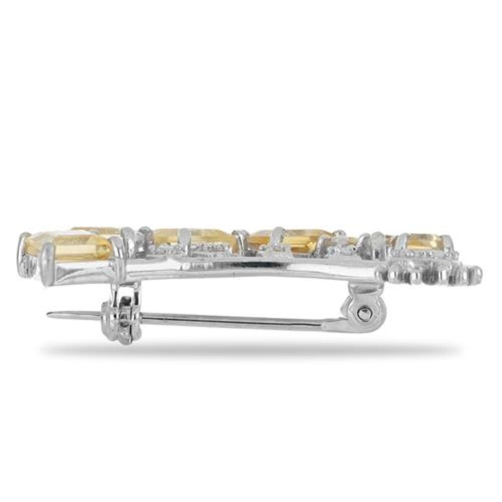 BUY 925 SILVER BROOCH WITH CITRINE GEMSTONE 