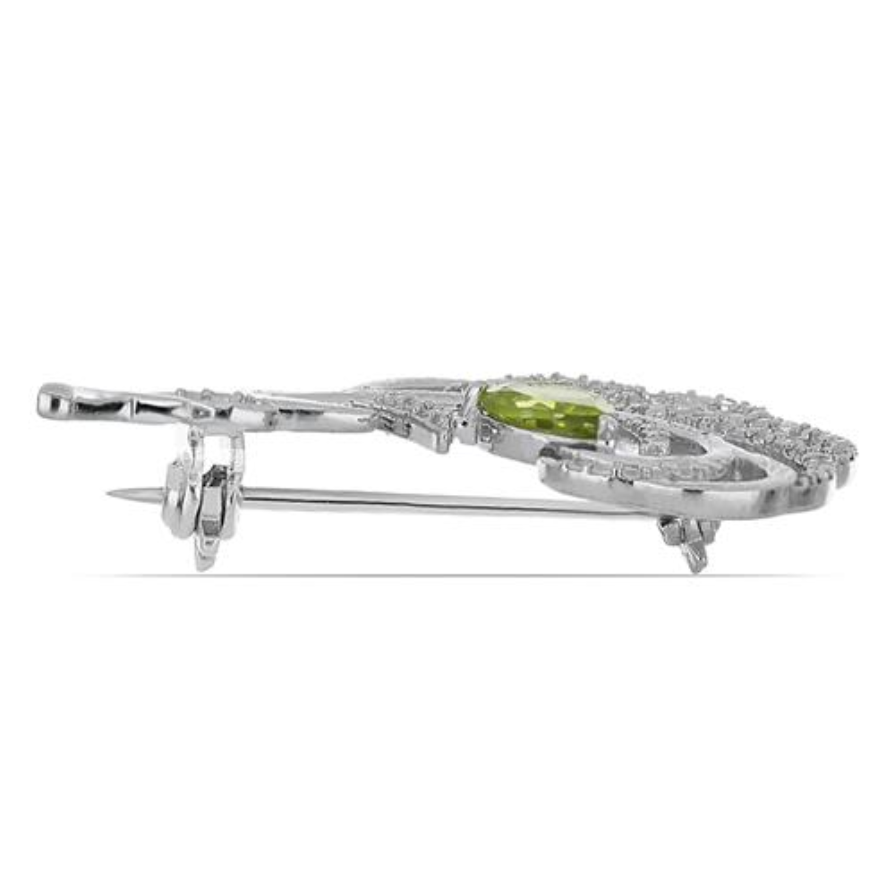BUY 925 SILVER BROOCH WITH PERIDOT GEMSTONE 