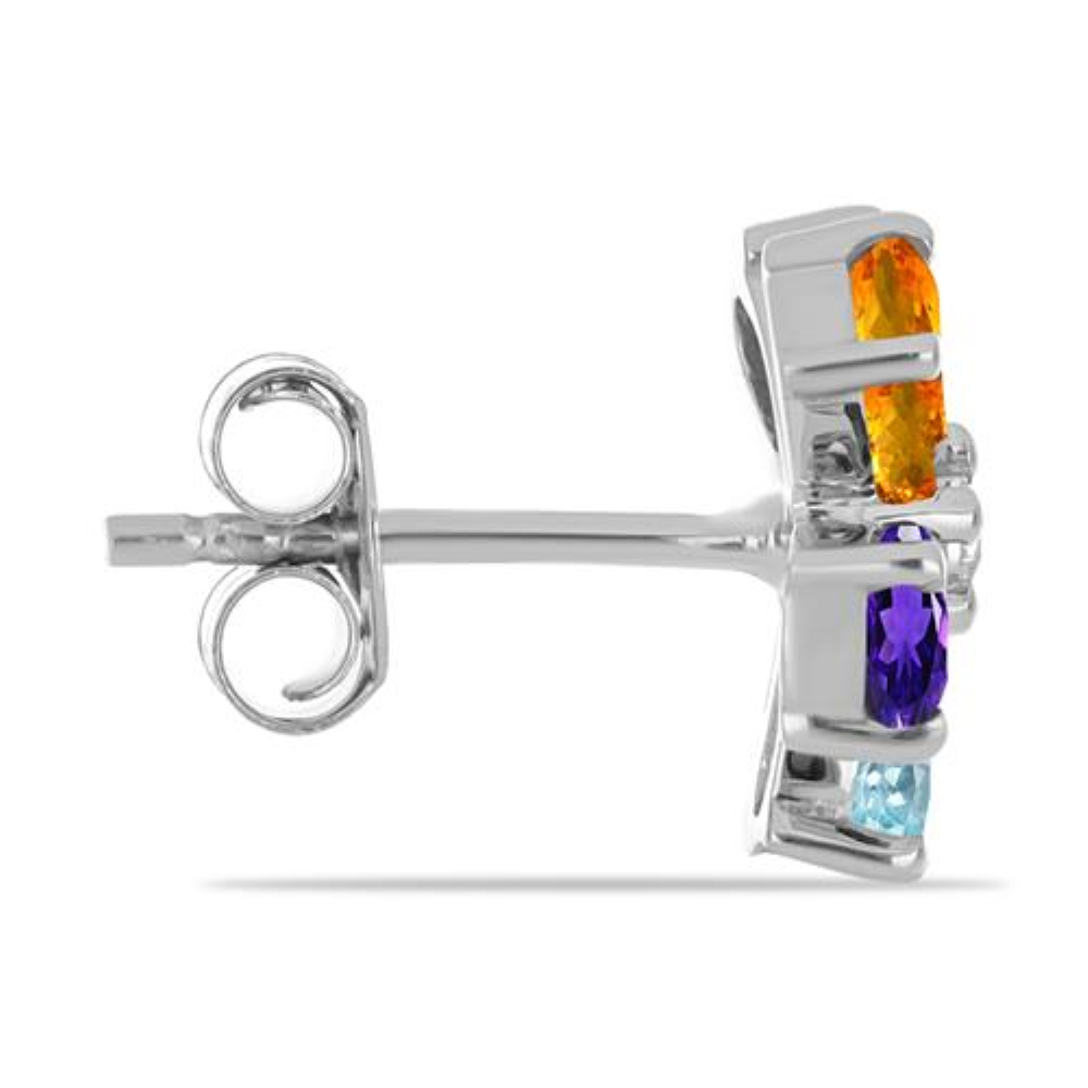 BUY 925 SILVER FLORAL EARRING WITH MULTI SAPPHIRE GEMSTONE