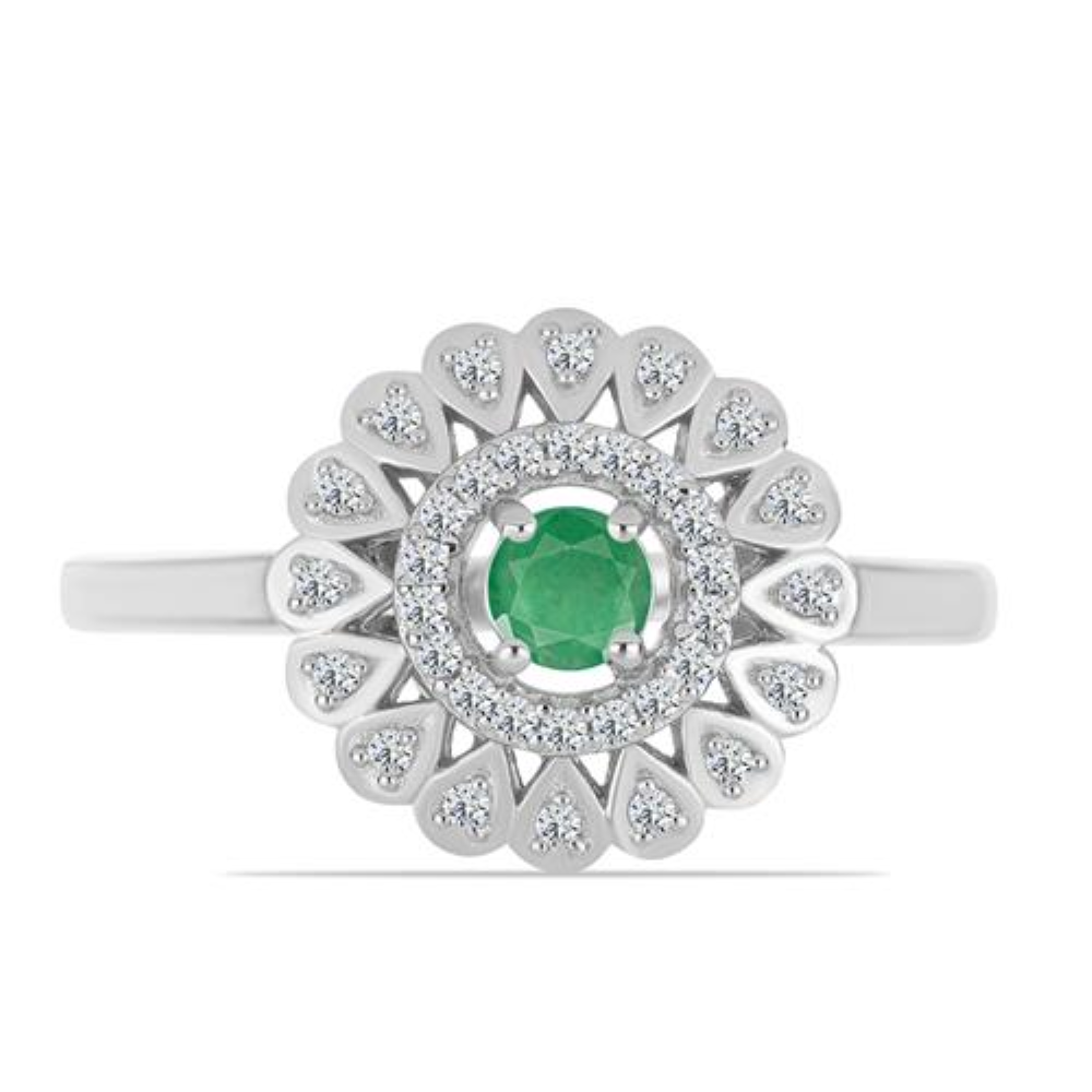BUY 925 SILVER NATURAL EMERALD GEMSTOME RING