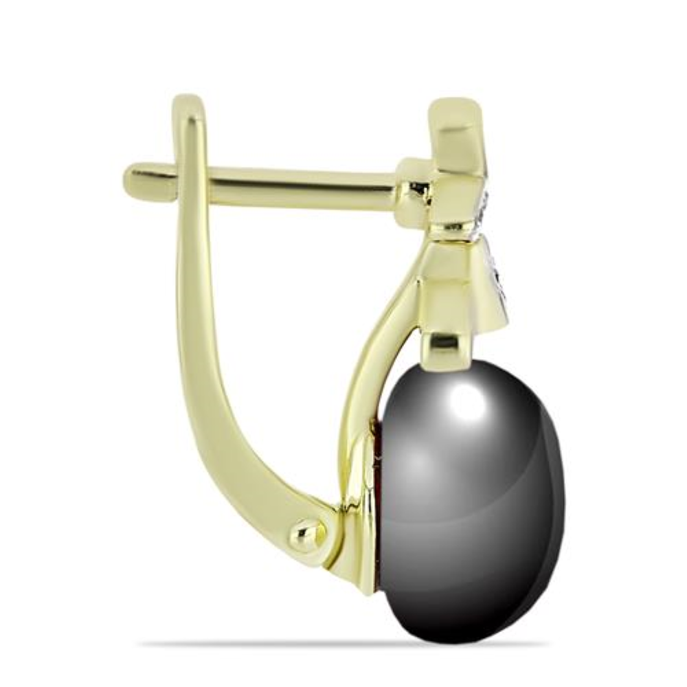 BUY GOLD PLATED FINISH WITH NATURAL BLACK FRESHWATER PEARL GEMSTONE EARRING