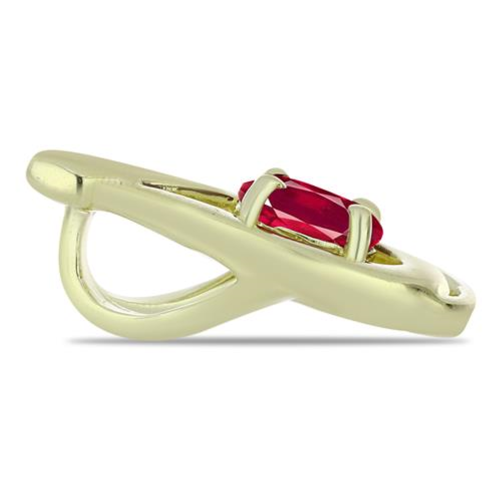 BUY GOLD PLATED FINISH NATURAL GLASS FILLED RUBY GEMSTONE PENDANT
