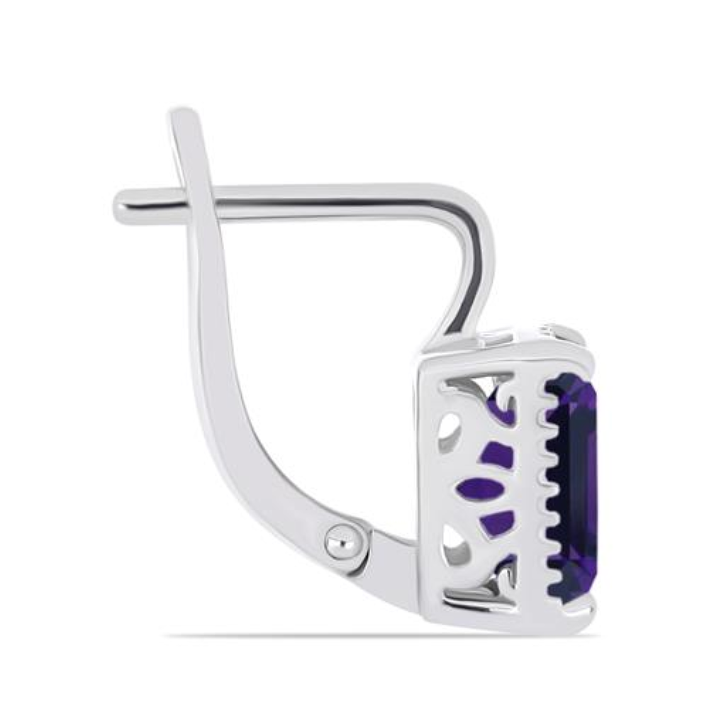 BUY 925 SILVER WITH AFRICAN AMETHYST GEMSTONE EARRING