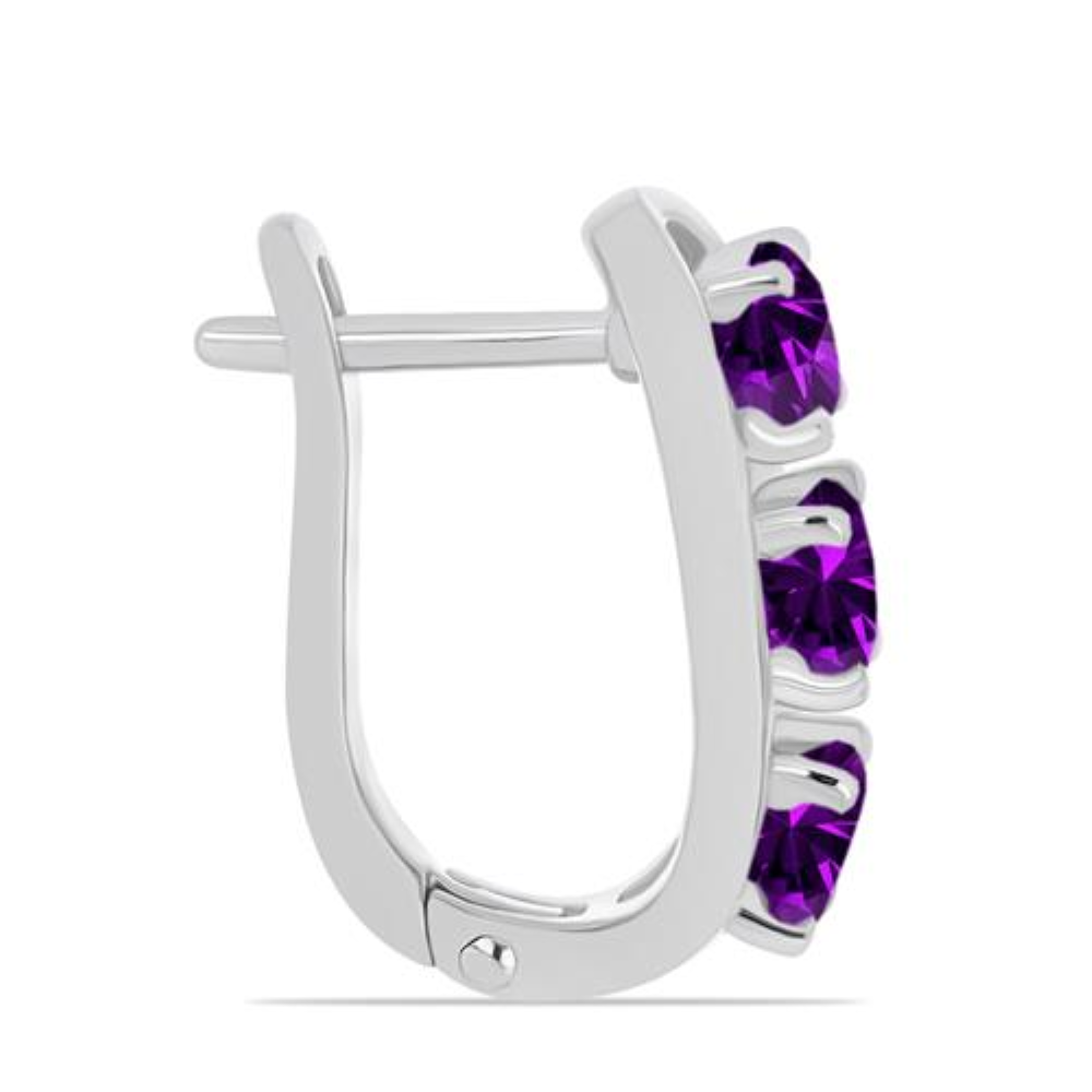 BUY 925 SILVER NATURAL WITH AFRICAN AMETHYST GEMSTONE EARRING