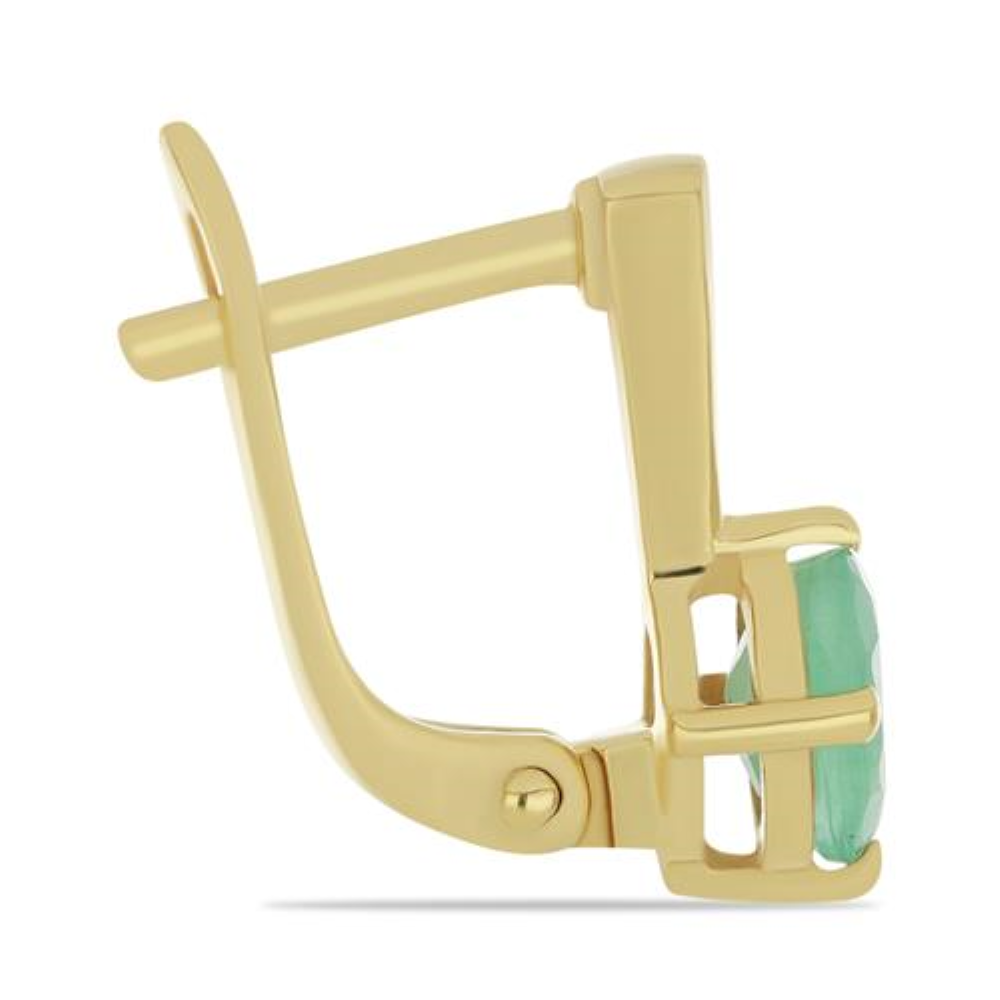 BUY 925 SILVER NATURAL EMERALD TRANSPARENT GEMSTONE SINGLE STONE EARRING
