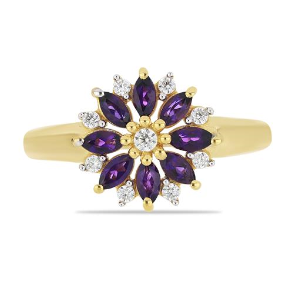 BUY 925 SILEVR WITH AFRICAN AMETHYST GEMSTONE FLORAL RING