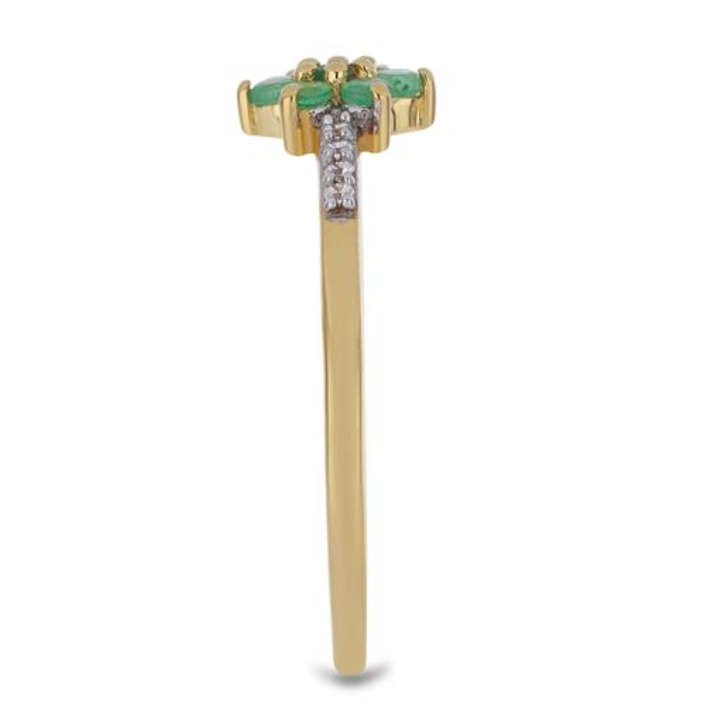 BUY 925 SILVER NATURAL EMERALD TRANSPARENT GEMSTONE FLORAL RING