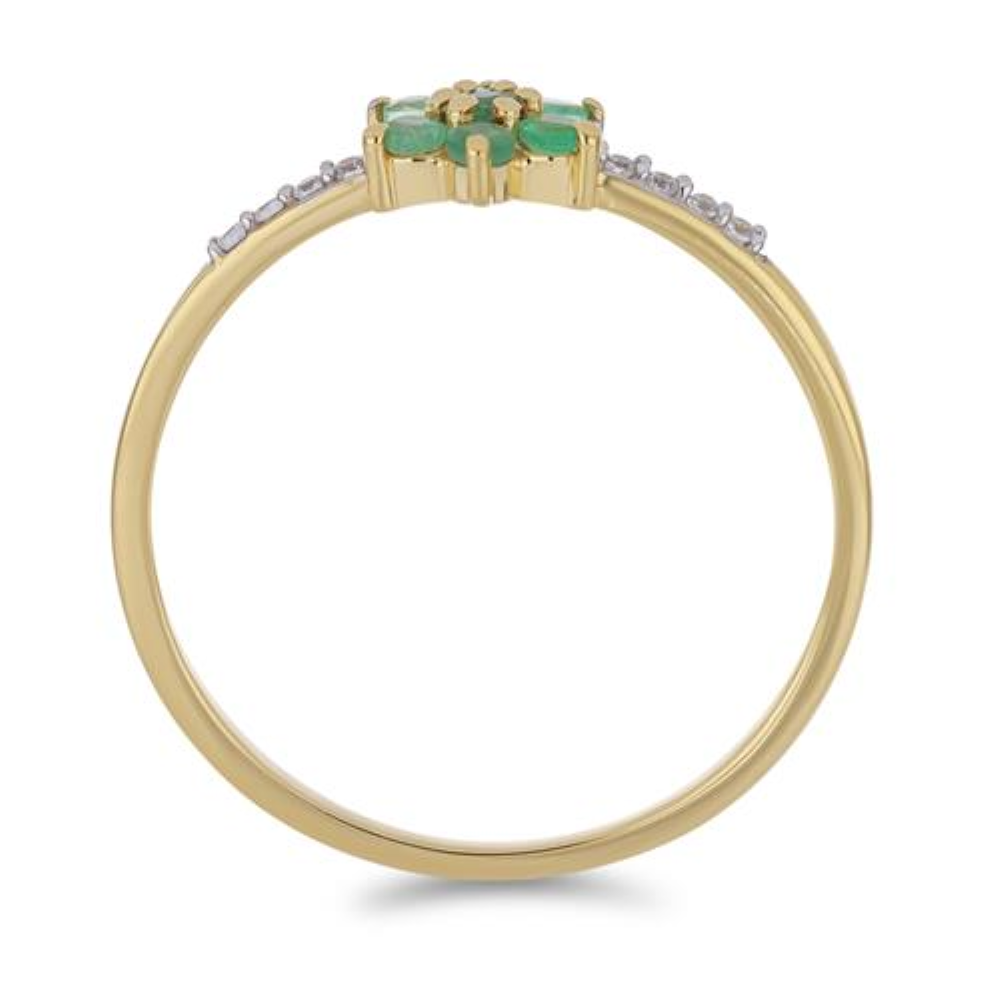 BUY 925 SILVER NATURAL EMERALD TRANSPARENT GEMSTONE FLORAL RING