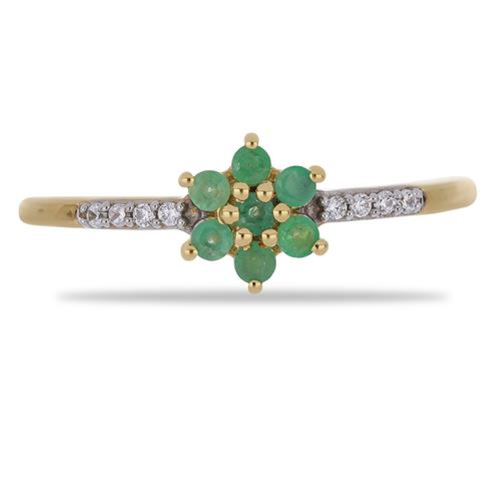 BUY 925 SILVER NATURAL EMERALD TRANSPARENT GEMSTONE FLORAL RING