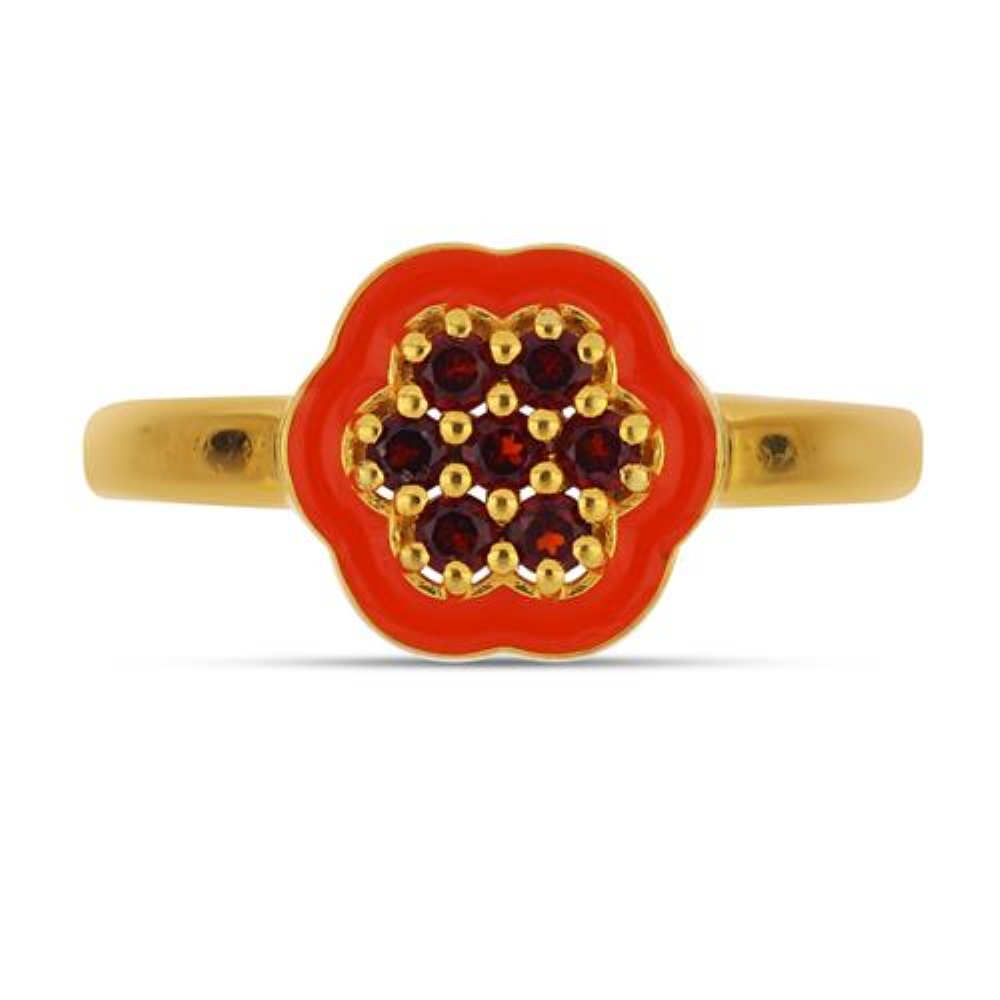 BUY 925 SILVER NATURAL GARNET GEMSTONE WITH ENAMEL RING